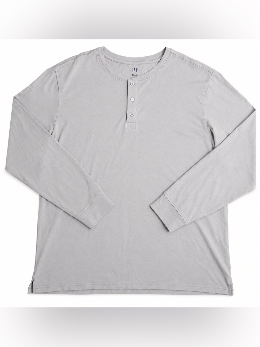 GAP Men’s Long Sleeve Henley Shirt Gray 2XL 100% Cotton